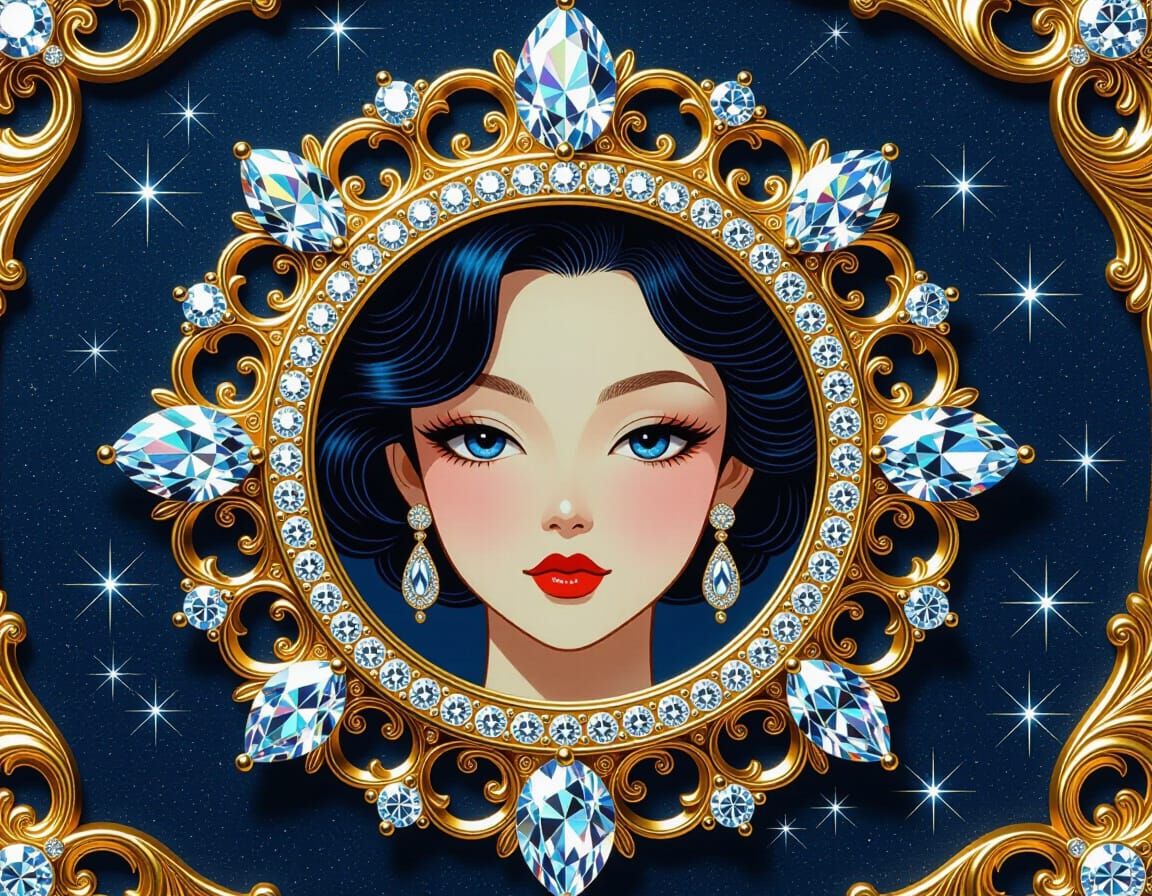 Luxury Diamond Frame with Baroque Cosmic Design