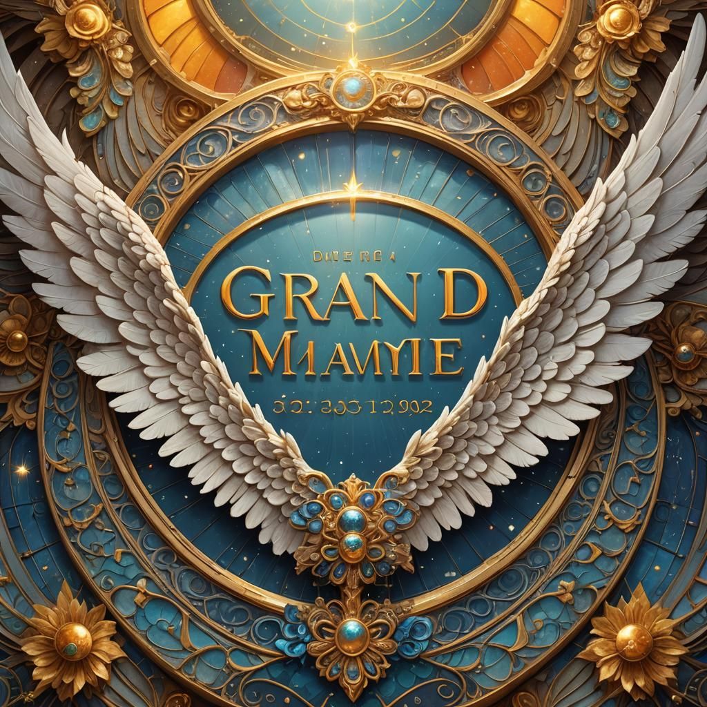 Angel Wings Tattoo Design with Aureole and Date