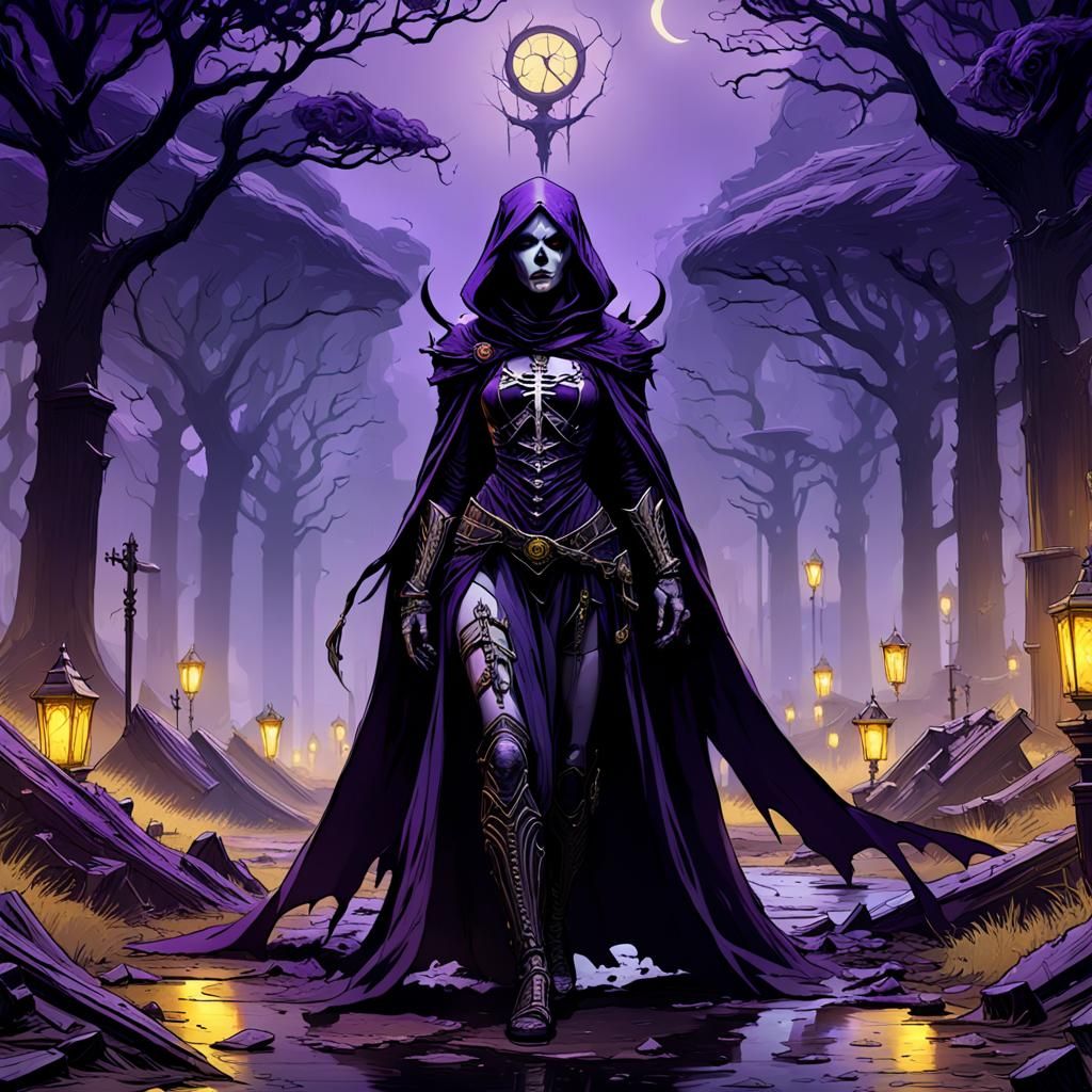 Eerie Crossroads: Death in Dark Fantasy Style