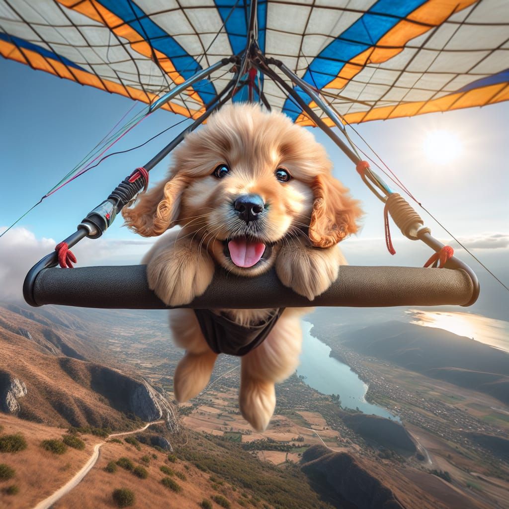Golden Retriever Hang Glides in Thrilling Adventure