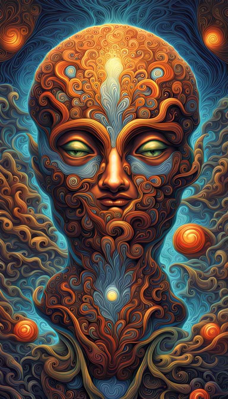 Sentient Nebula Drifting in Cosmic Void: Digital Art