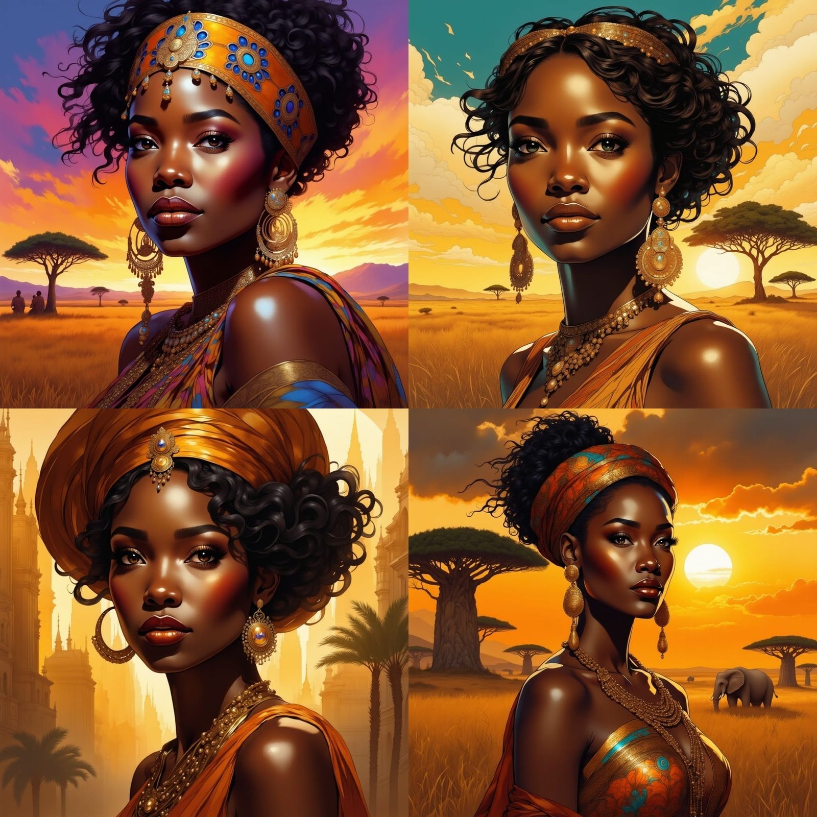 African Queen Portrait with Flawless Makeup