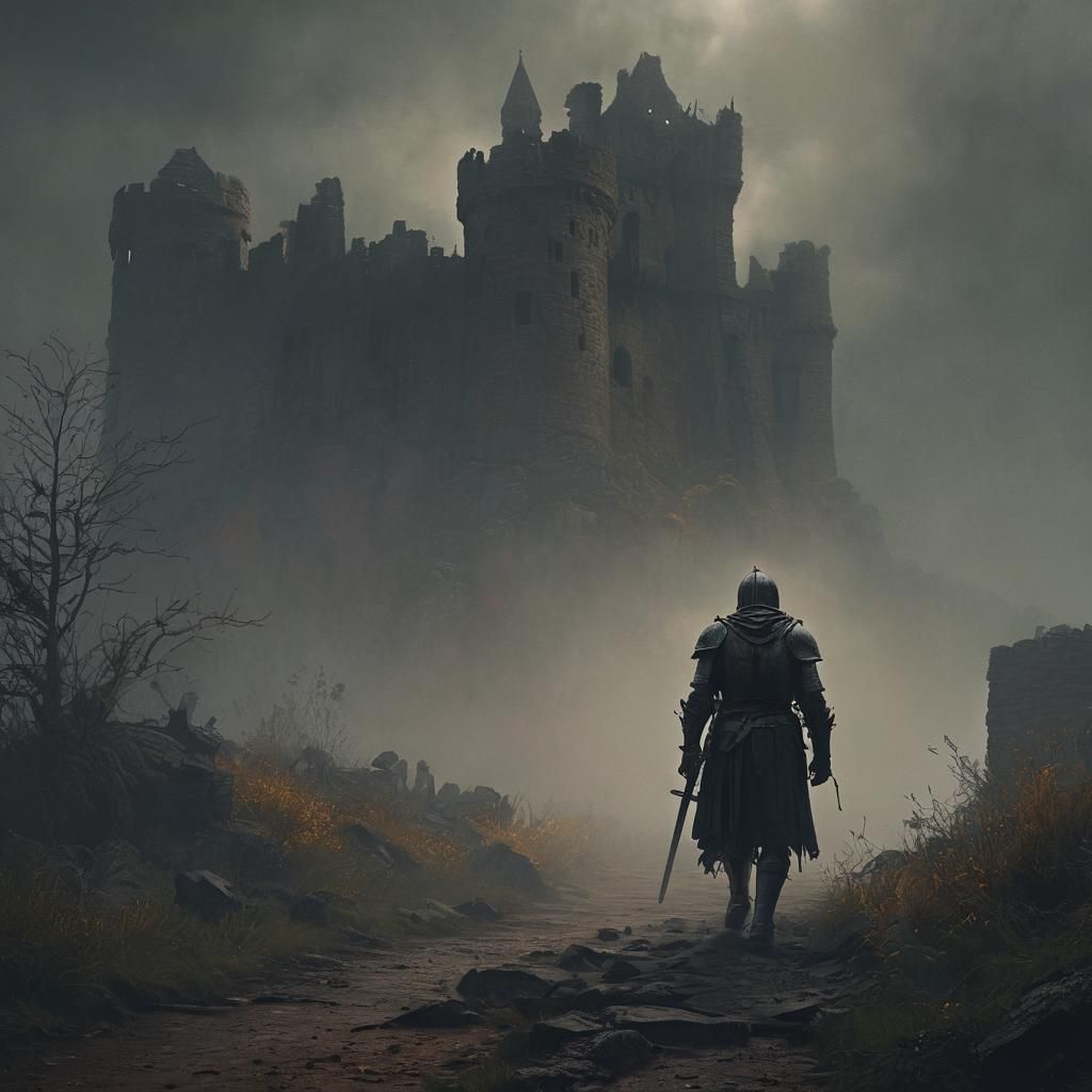 Knight's Pointillist Quest to Ruined Castle