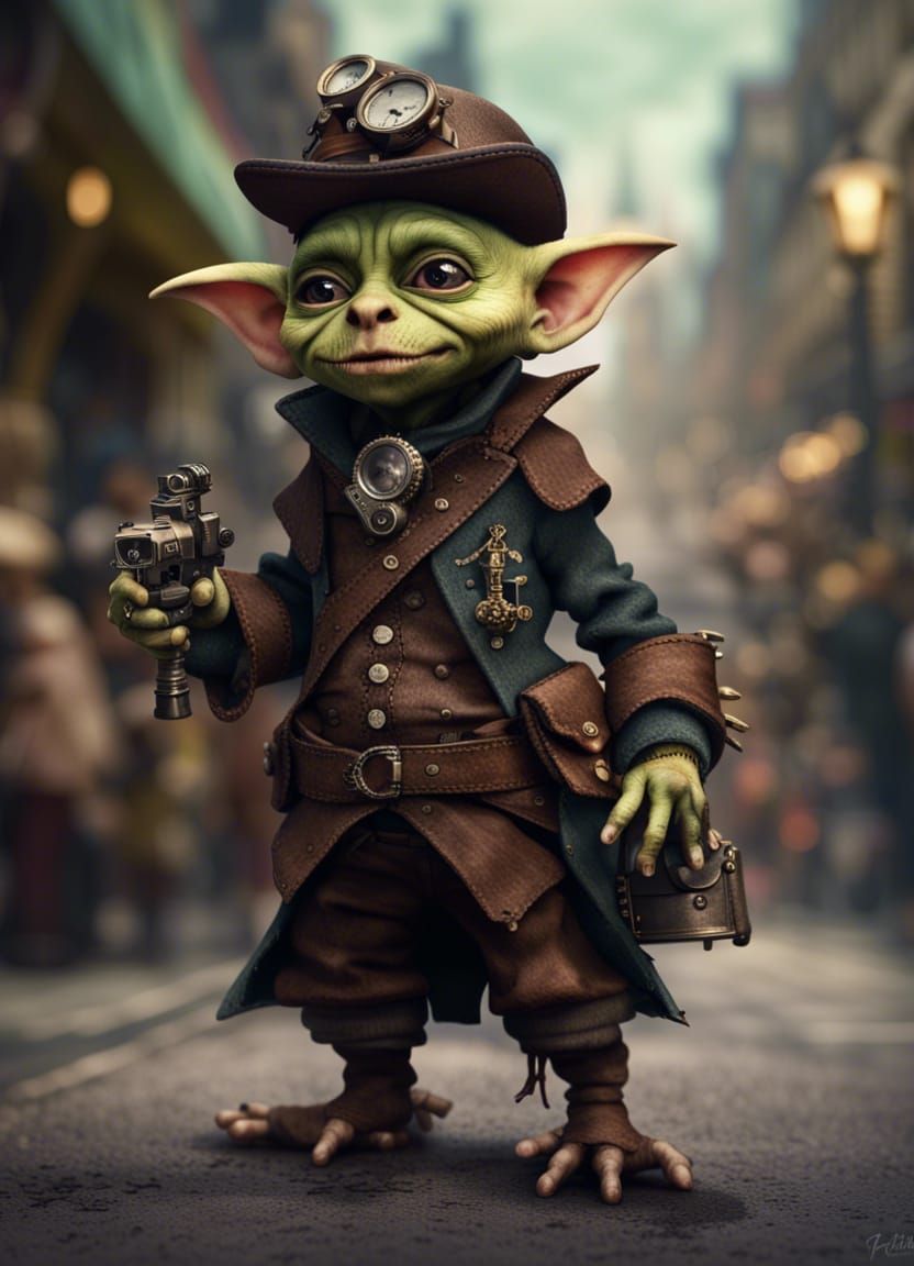 Goblin Constable on Marketplace Street in Detailed Fantasy A...
