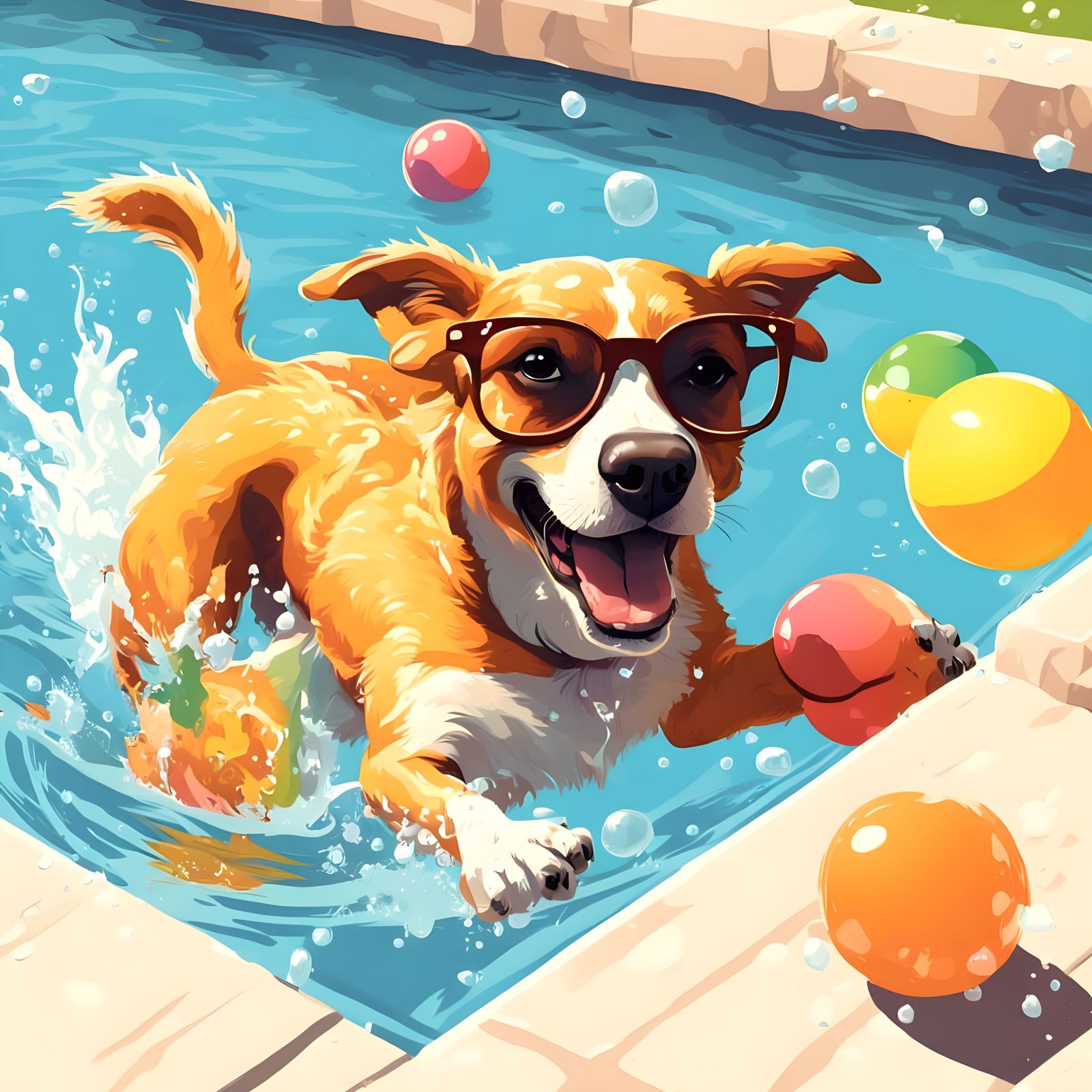 Canine Joy in a Splashing Moment