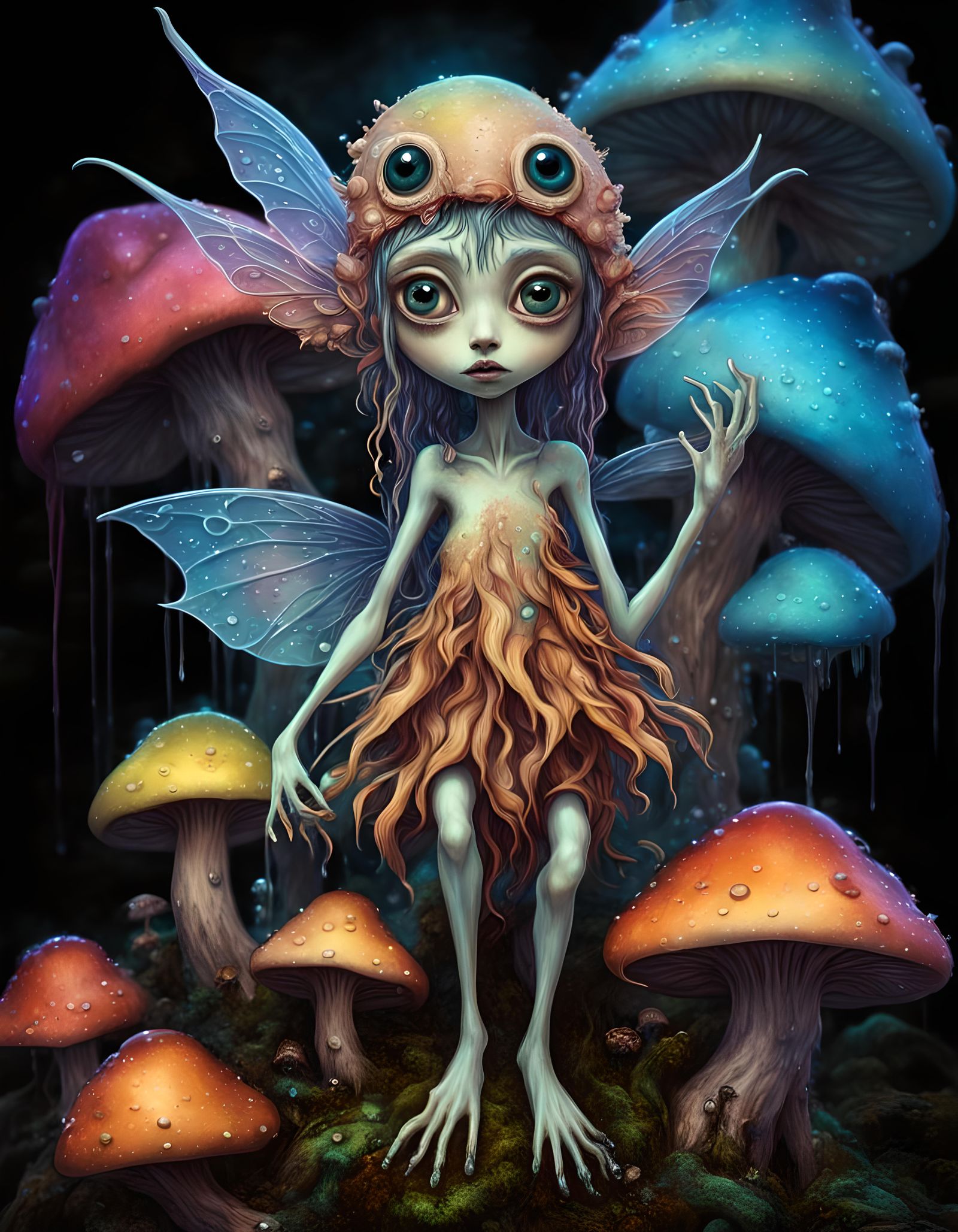 Fungal Fairy in Brian Froud Style