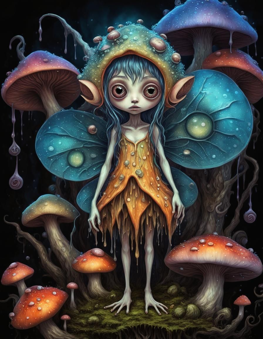 Fungal Fairy in Brian Froud Style, 3D Render