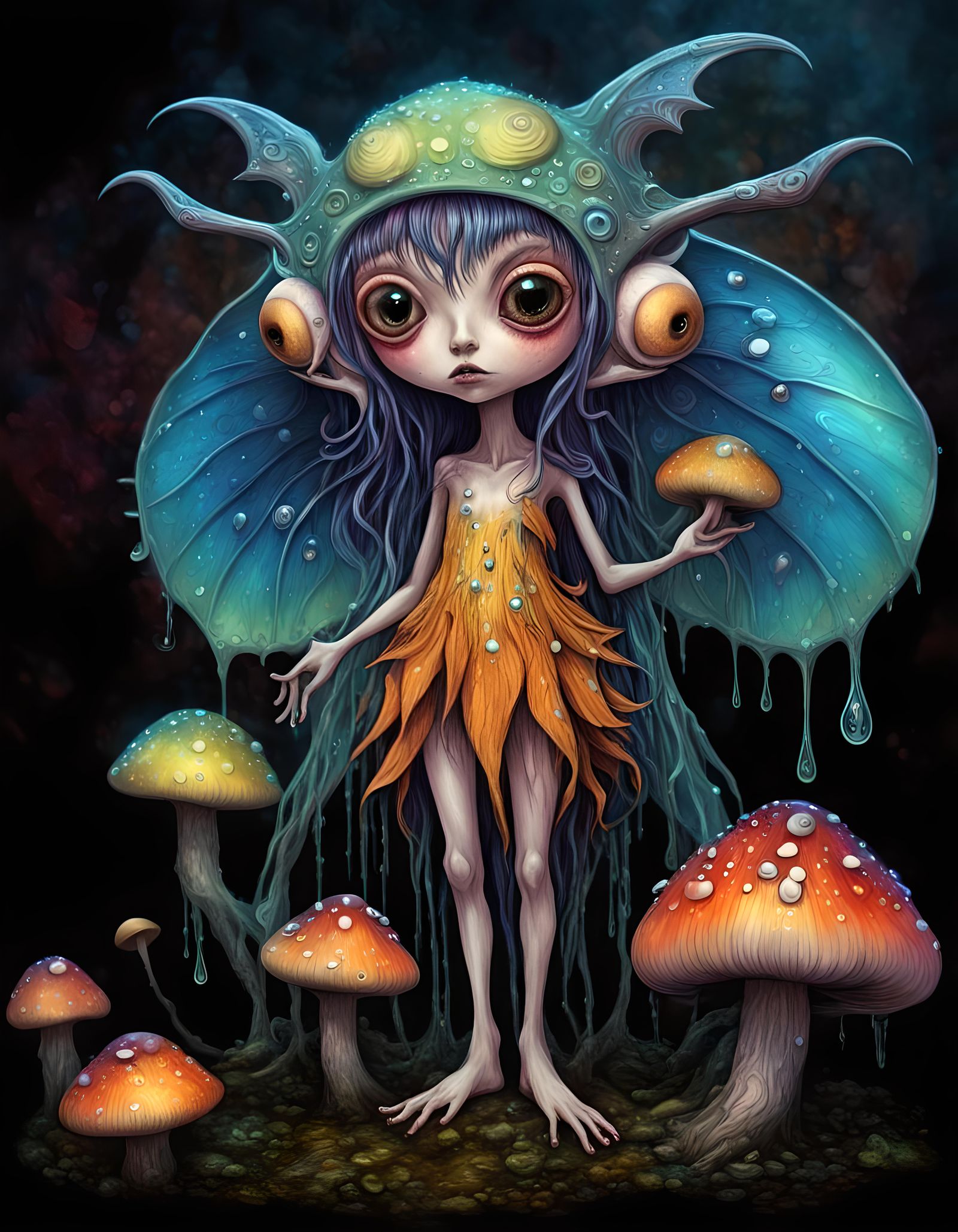 Fungal Fairy in Pop-Surrealist Style