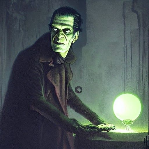 Frankenstein's Monster and the Glowing Crystal Ball