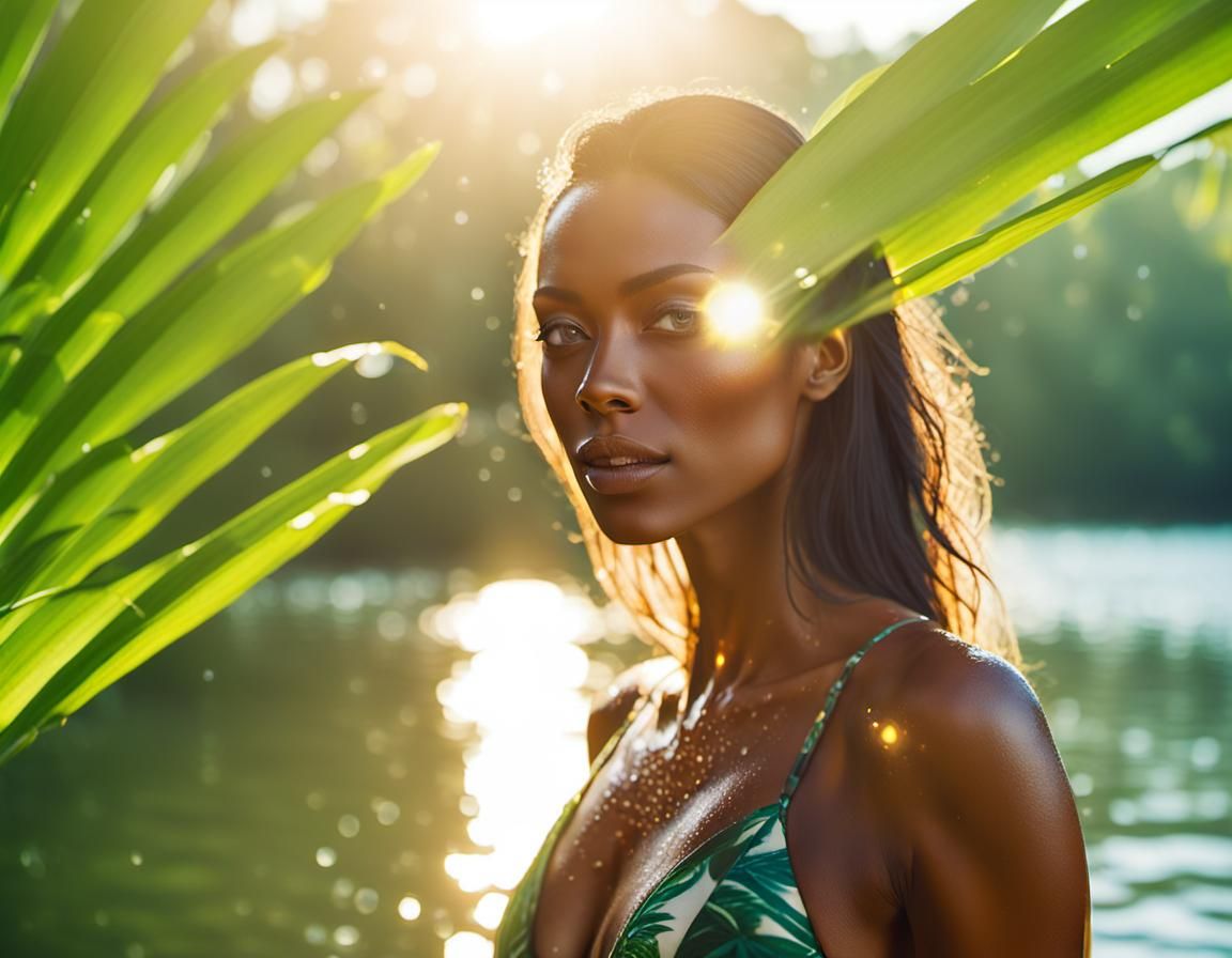 Serene Tropical Paradise in Vibrant Summer Light