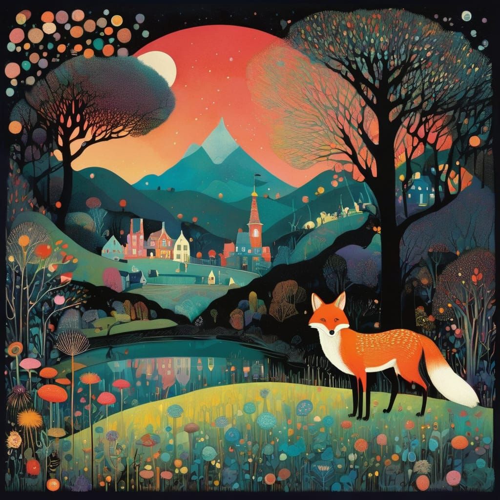 Charming Fox Family Portrait in Pastel Colors