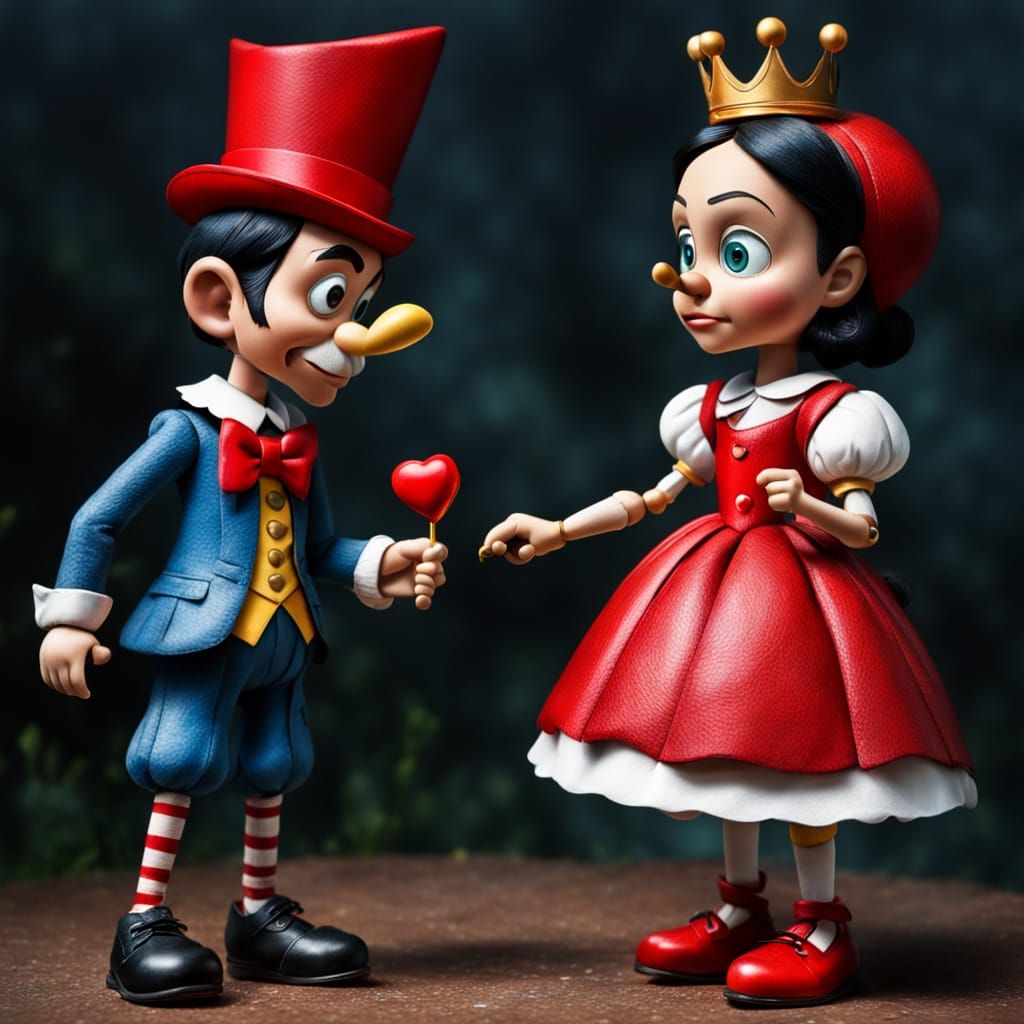 Pinocchio Meets the Red Queen of Hearts