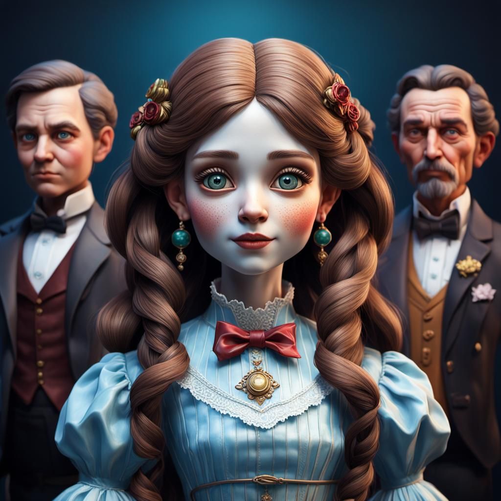 Detailed Porcelain Ventriloquist Doll Portrait