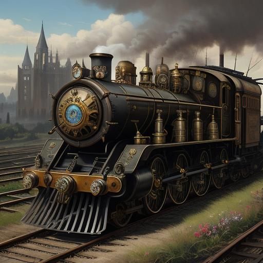 Steampunk Engine Art: Victorian Industrial Design
