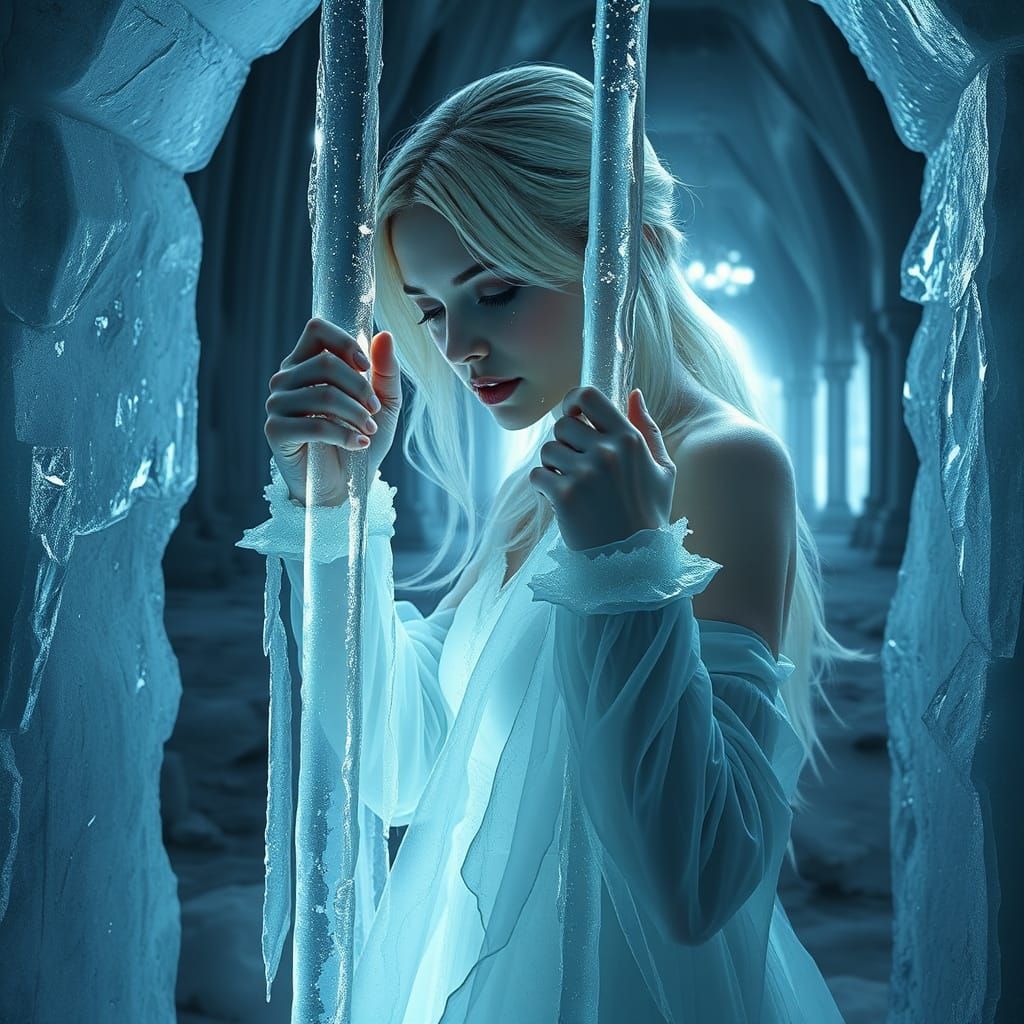 Ethereal Ice Princess in Frozen Despair
