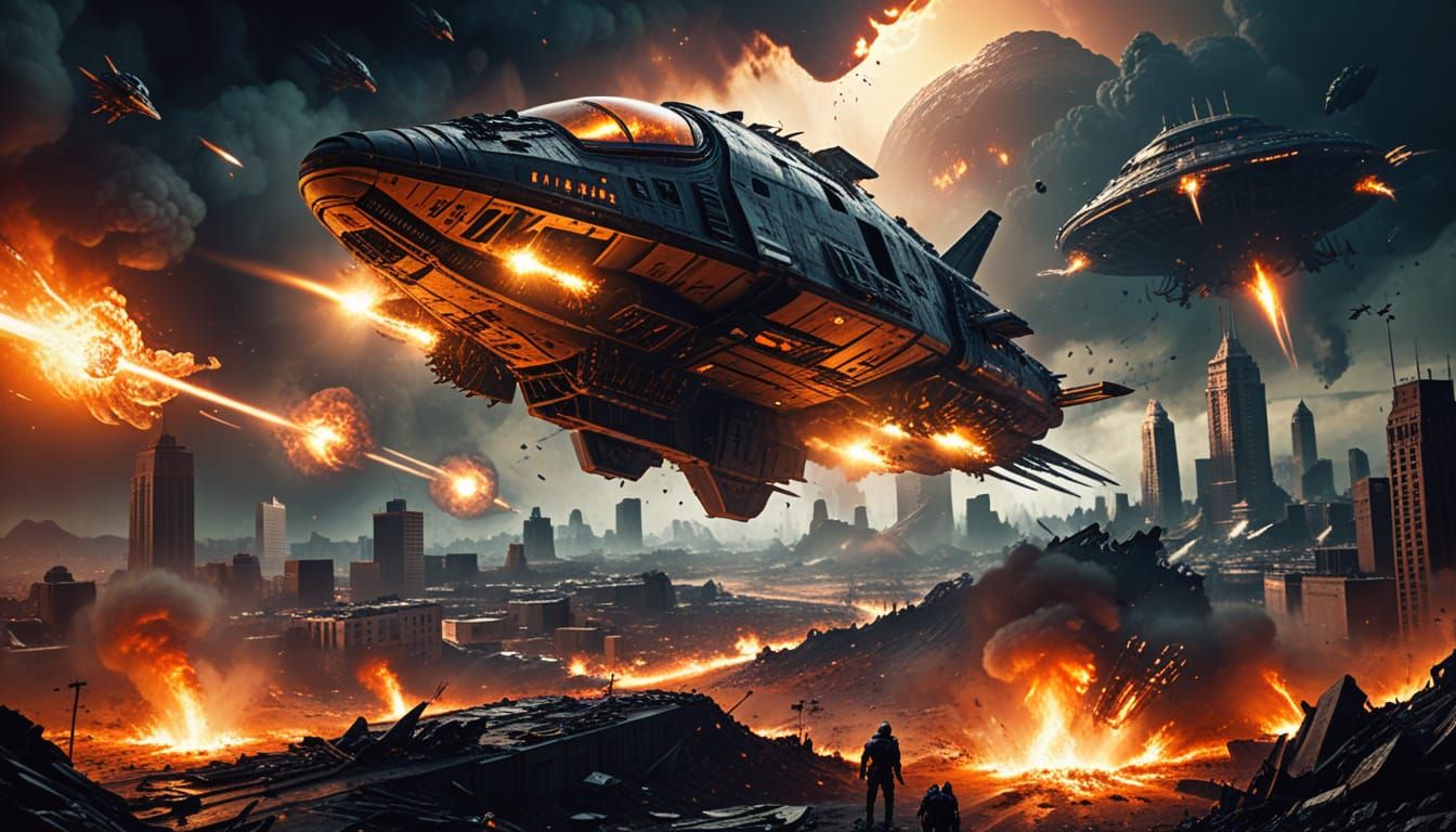 Aliens Landing on Earth: Apocalyptic Sci-Fi Art