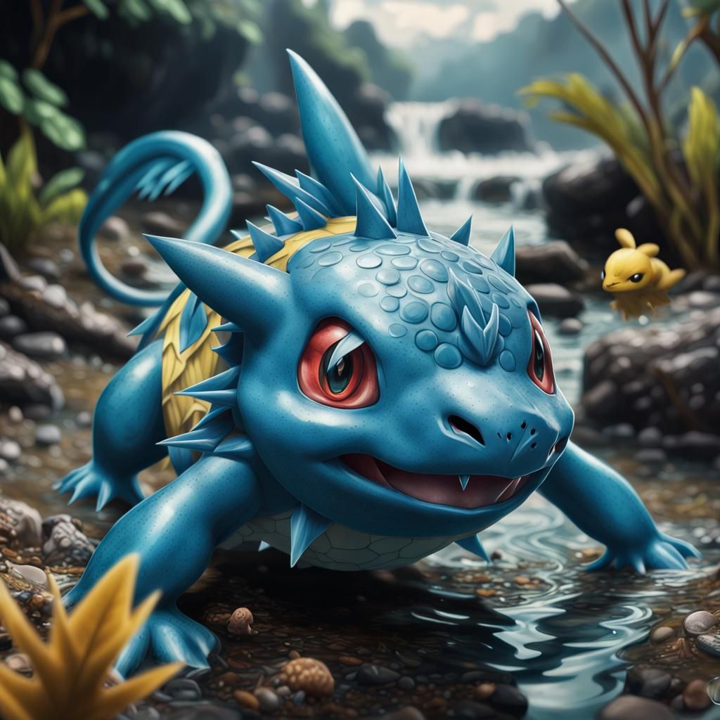 Hyperrealistic Water Pokemon in National Geographic Style