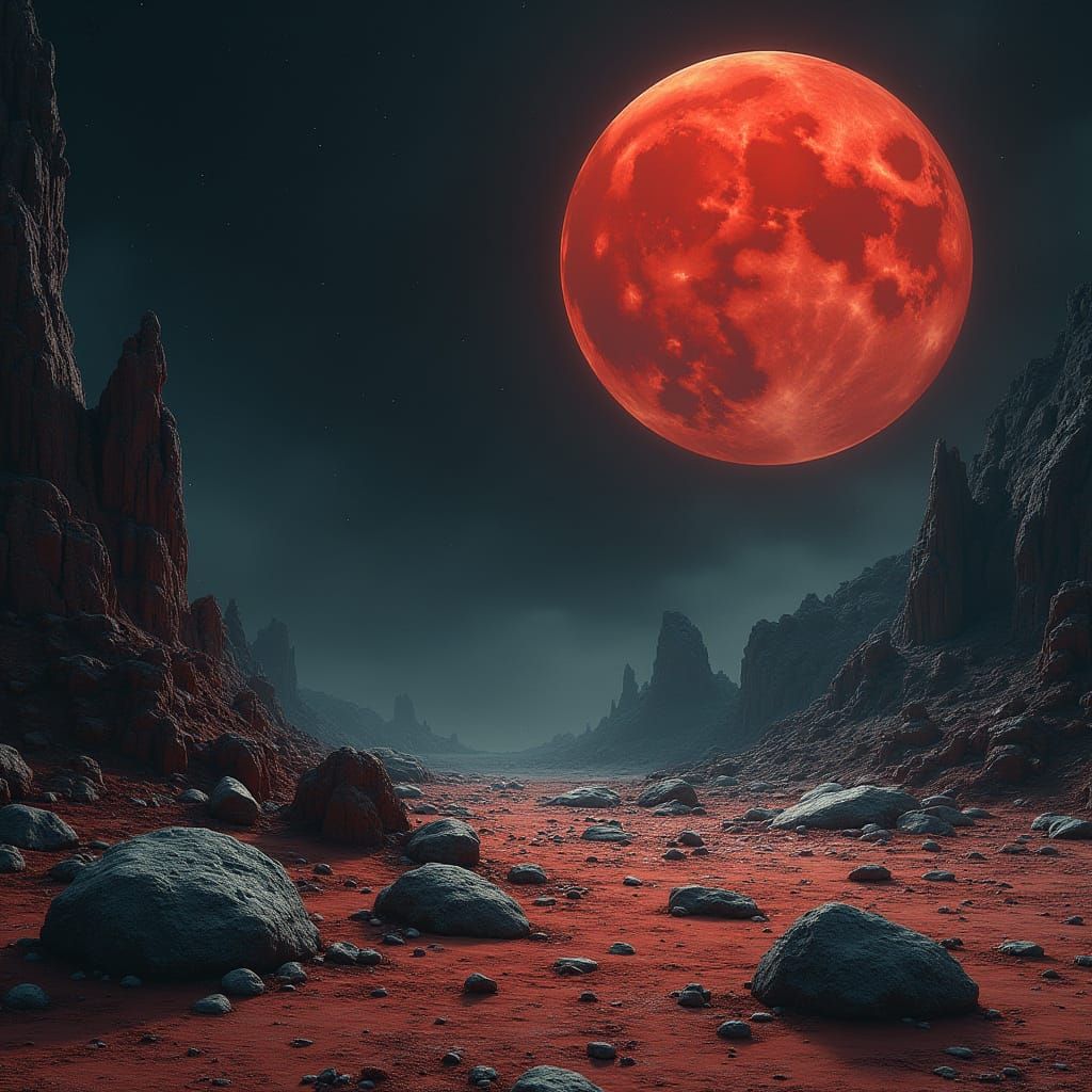 Blood Moon in Space as Matte Painting