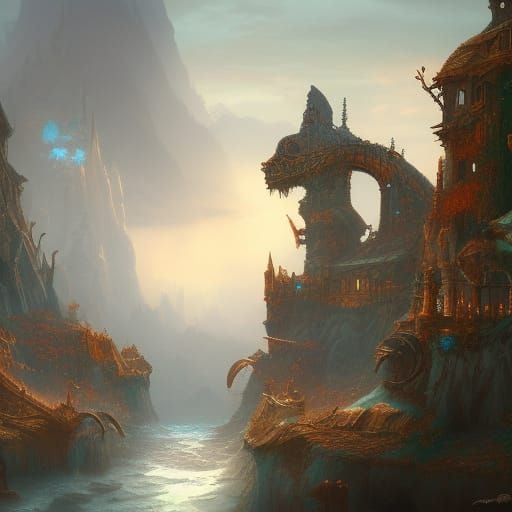 Fantastical Matte Painting with Intricate Details
