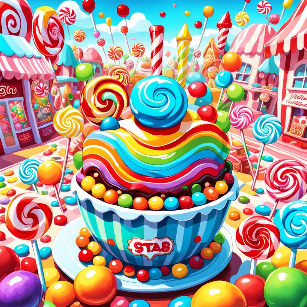 Whimsical Candy Art in Hyperrealistic Style