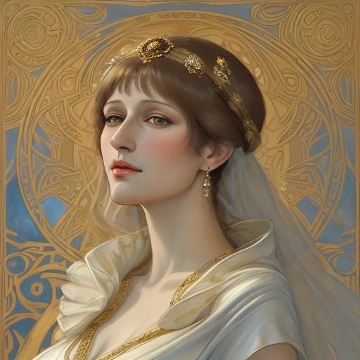 Art Nouveau Portrait of a Singer On Stage