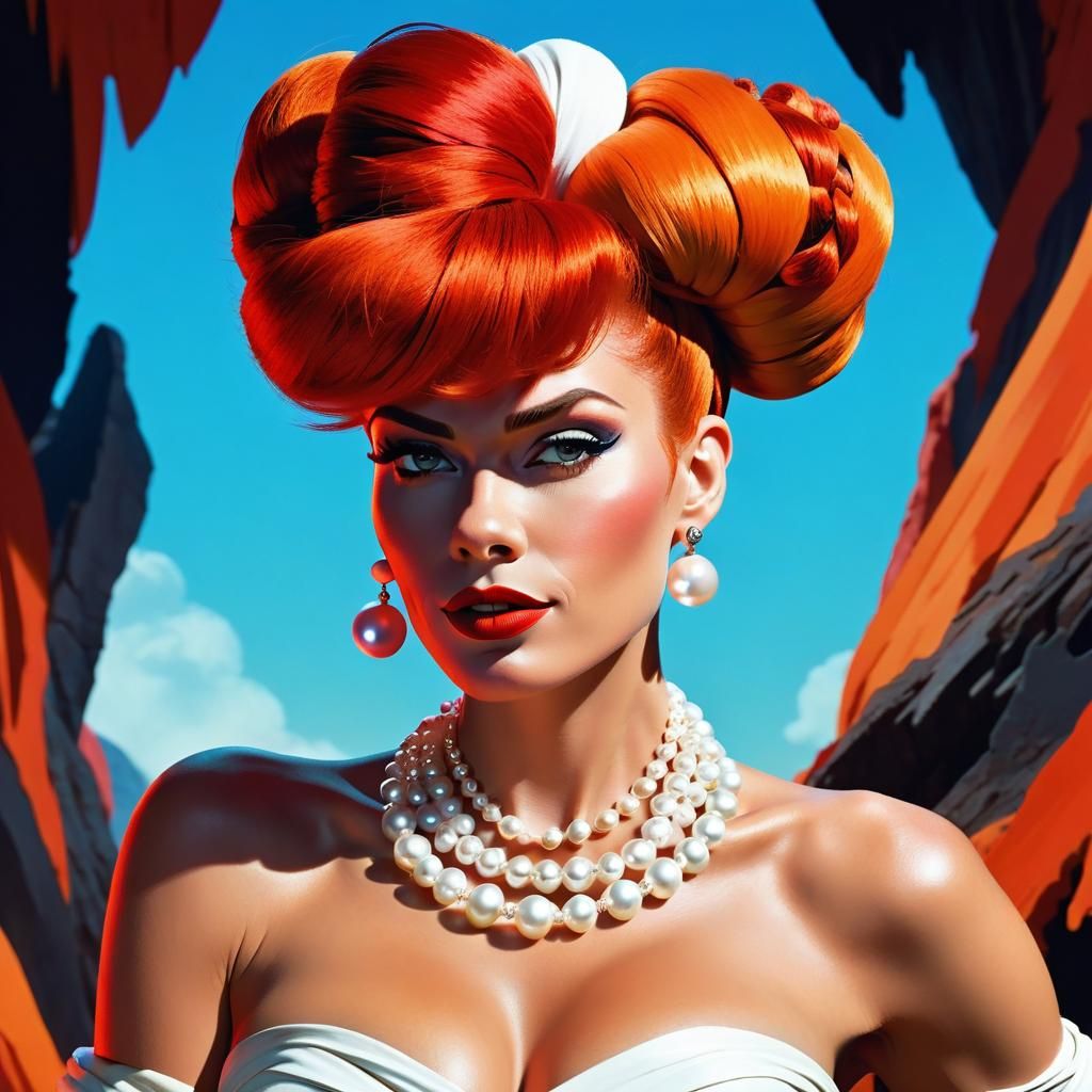 Futuristic Cavewoman in Vibrant Stonepunk Style