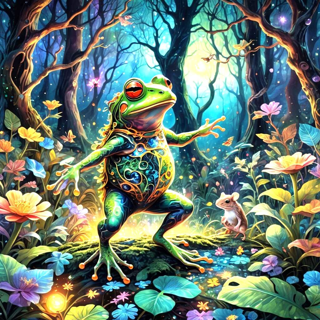Frog and Mouse Dance in Enchanted Forest