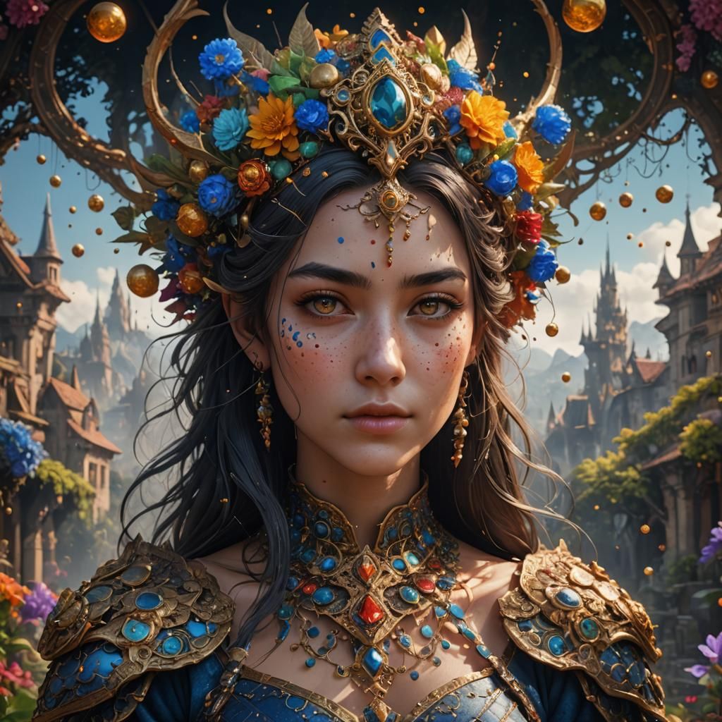 Pointillist Portrait in Detailed Matte Painting Style