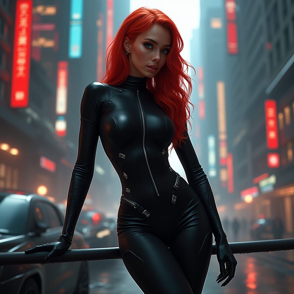 Futuristic Woman in Cityscape as Digital Art