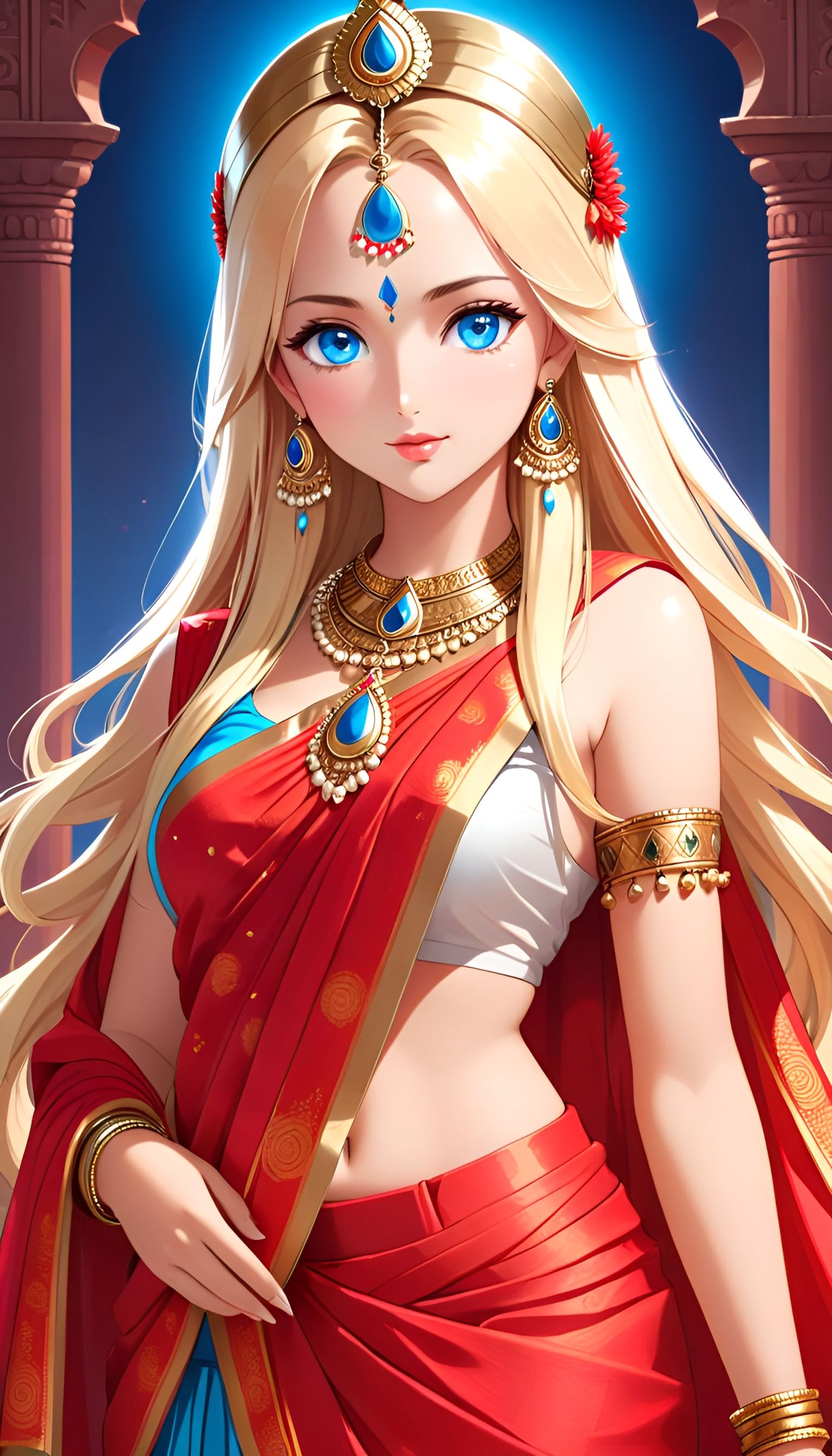 Reincarnated Hindu Goddess in Traditional Sari