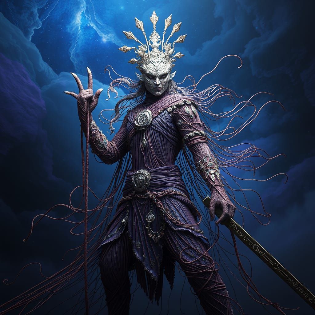 String Warrior in High-Fantasy Digital Art