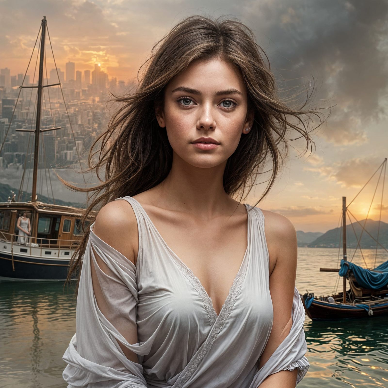 Ethereal Woman in Soft Golden Light