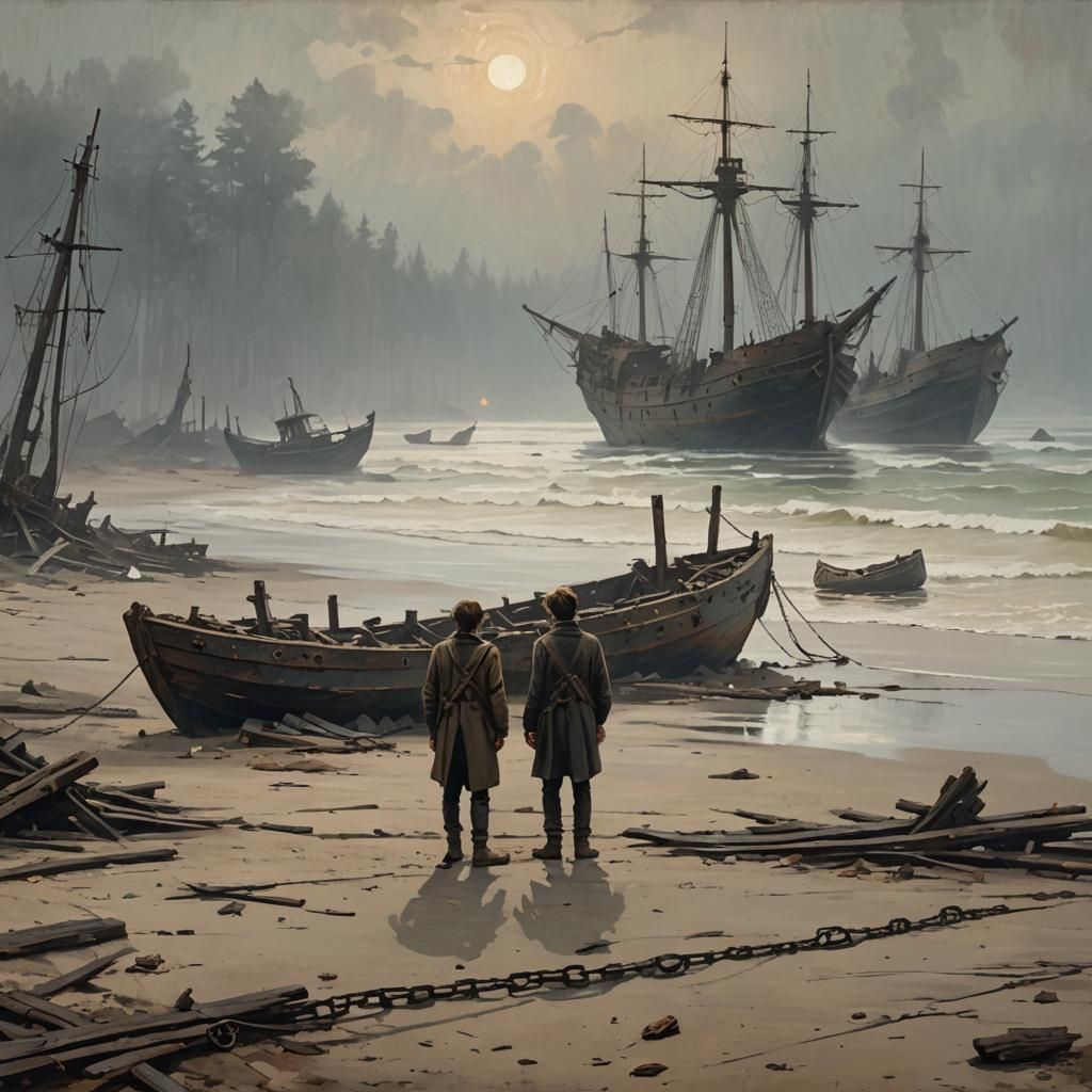 Desolate Beach: Nostalgic Concept Art of Fading Summer