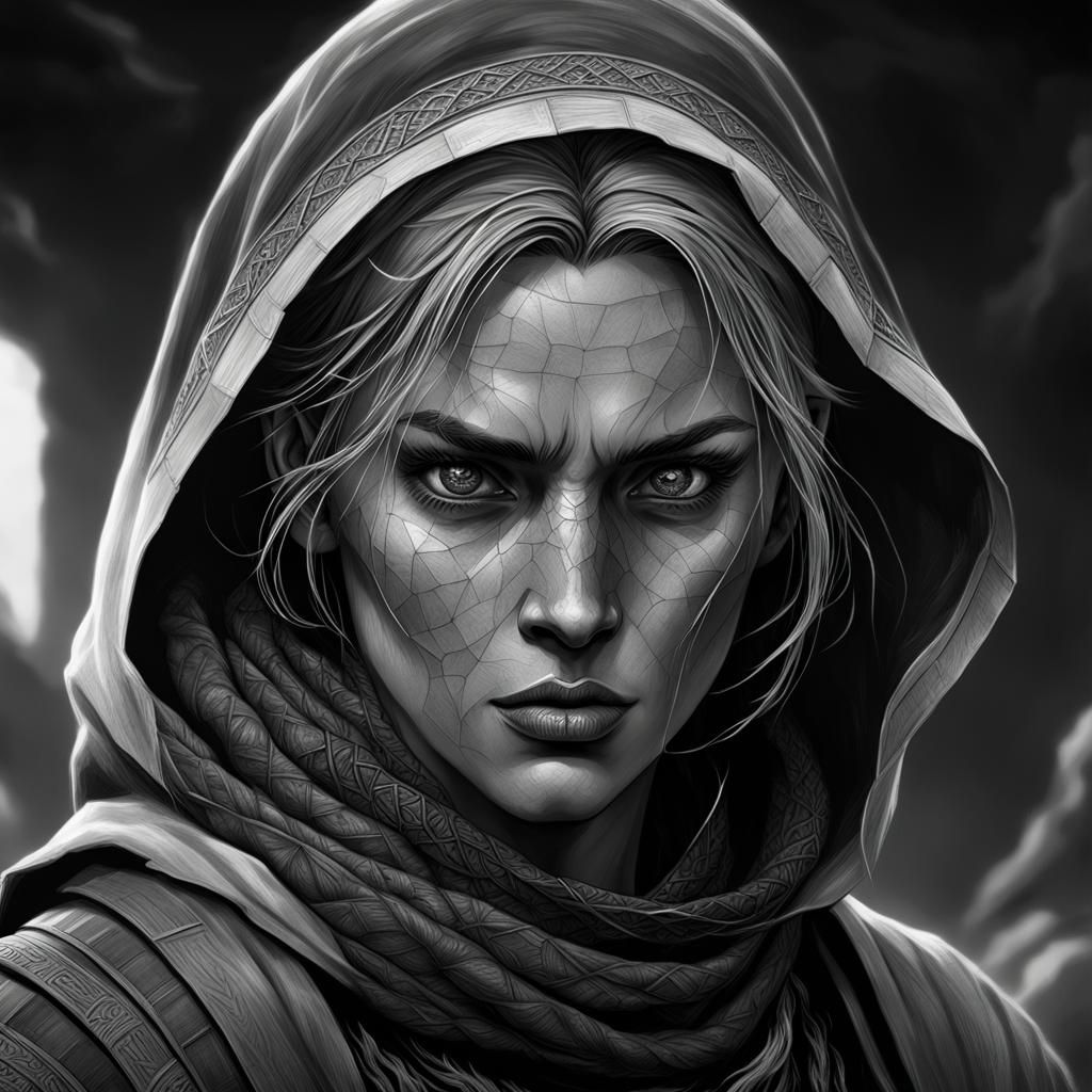 Nordic Woman Portrait in Dark Fantasy Style