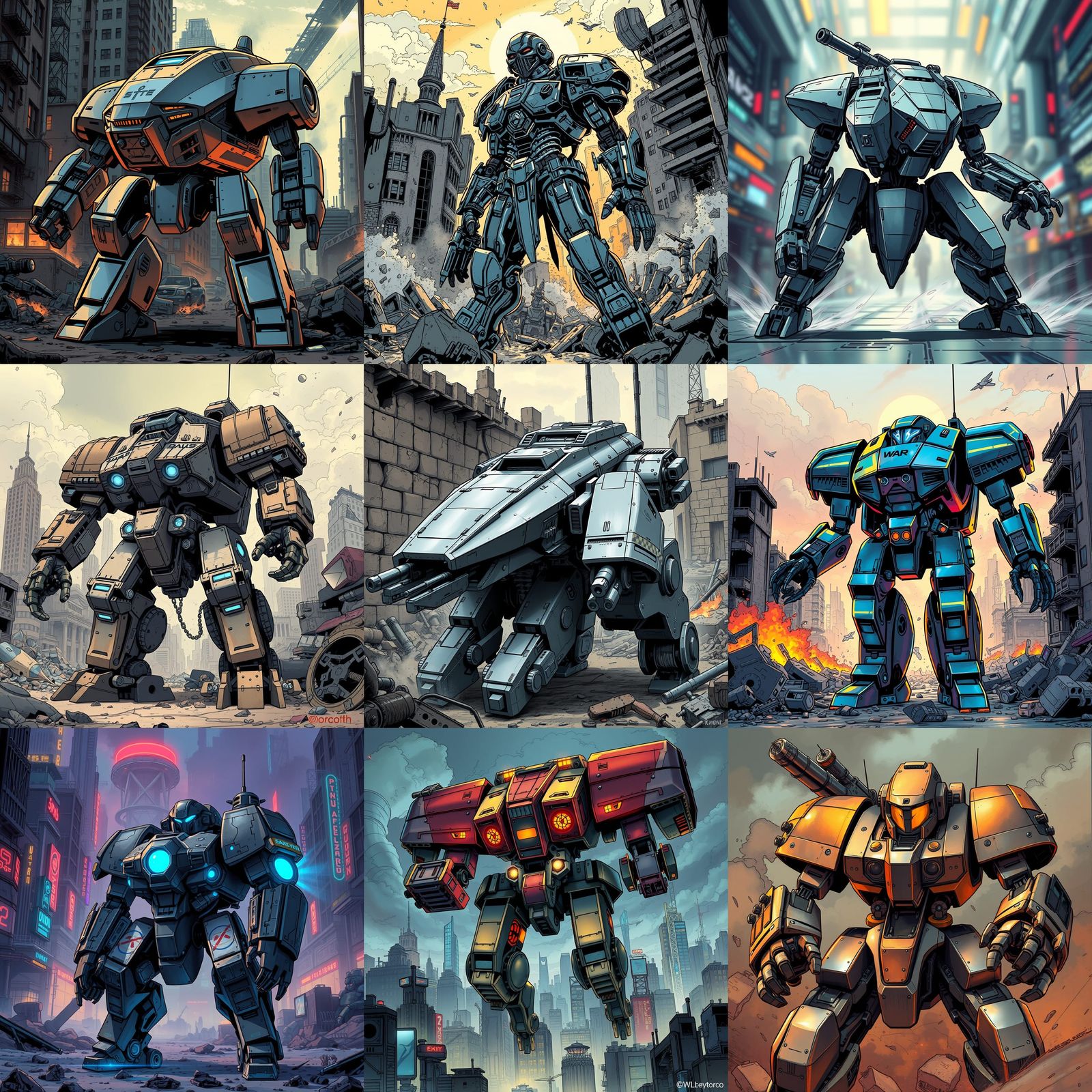 War Mech in Comic Book Style