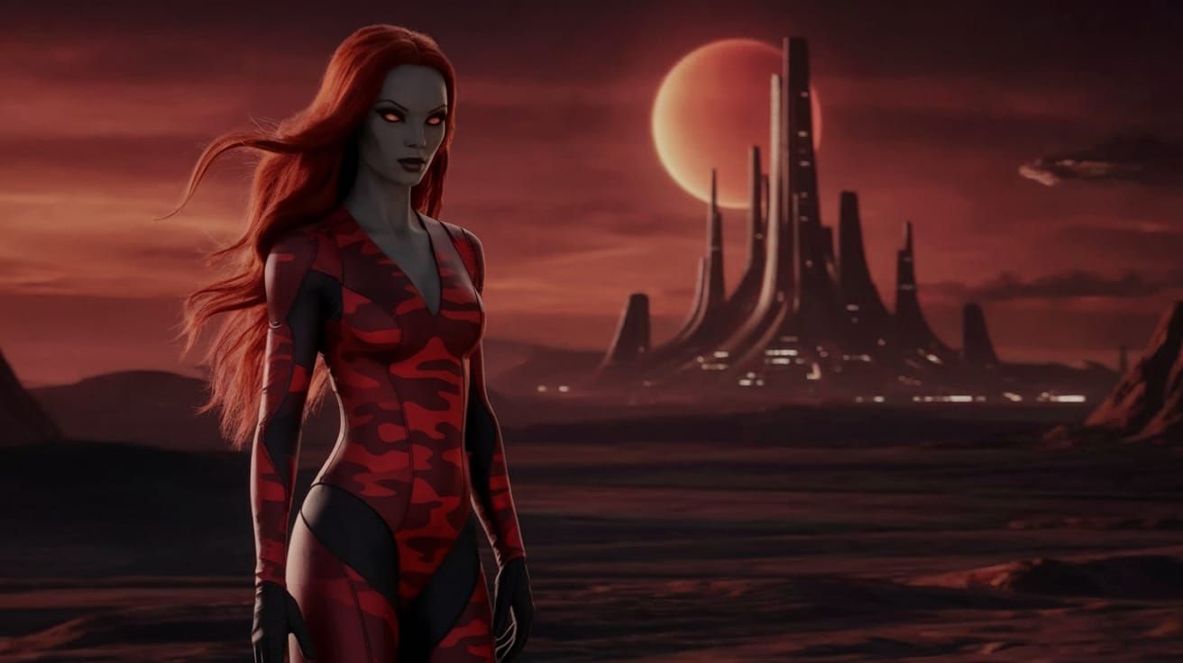 Attractive Alien Woman on Scorched Planet