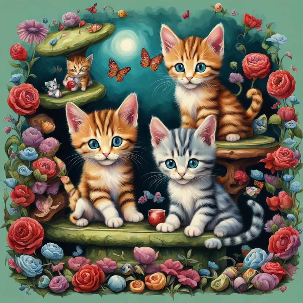 Baby Kittens Explore Wonderland in Deep Color