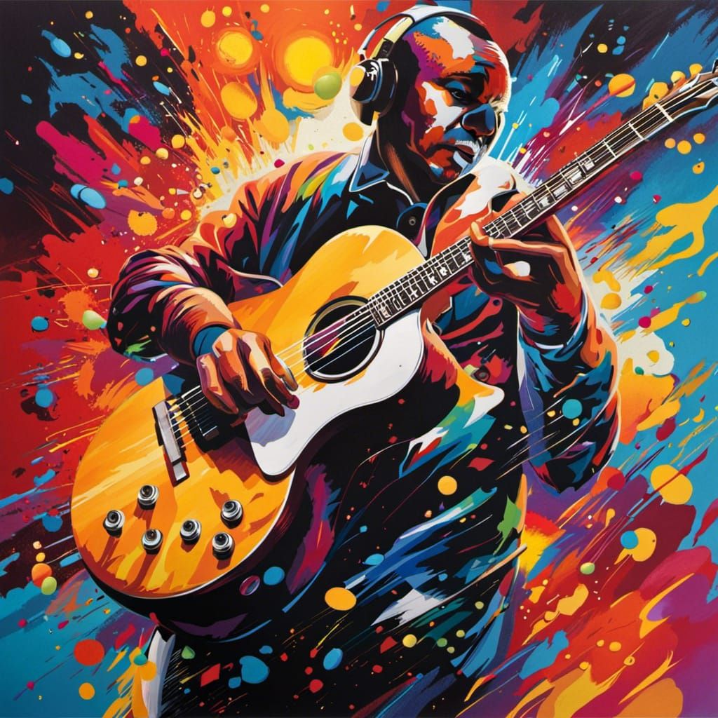Guitarist's Graffiti Riff: A Symphony of Street Art