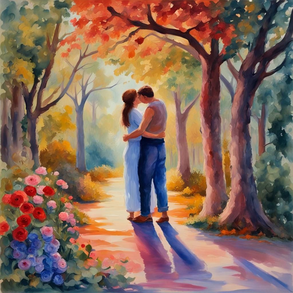 Impressionist Gouache Painting of Poem About Love