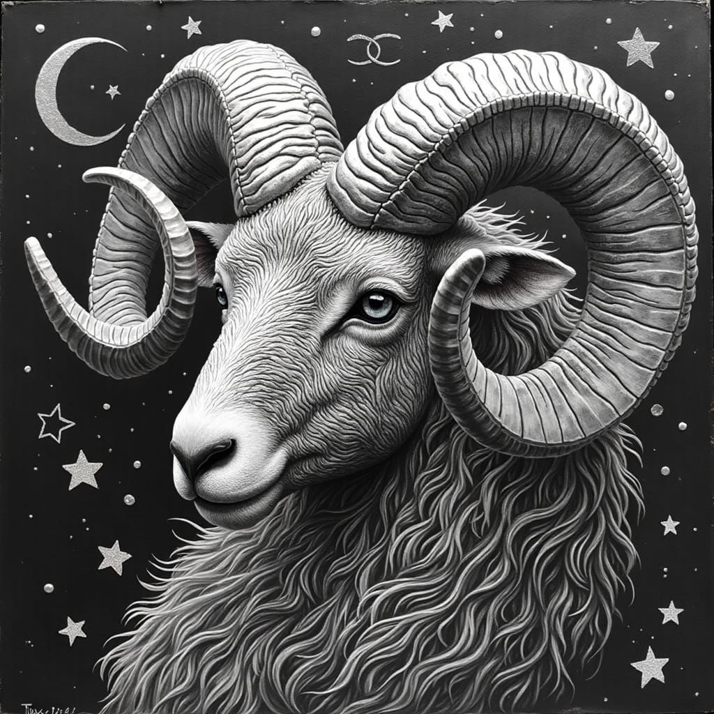 Aries the Ram in Bold Oil Paint