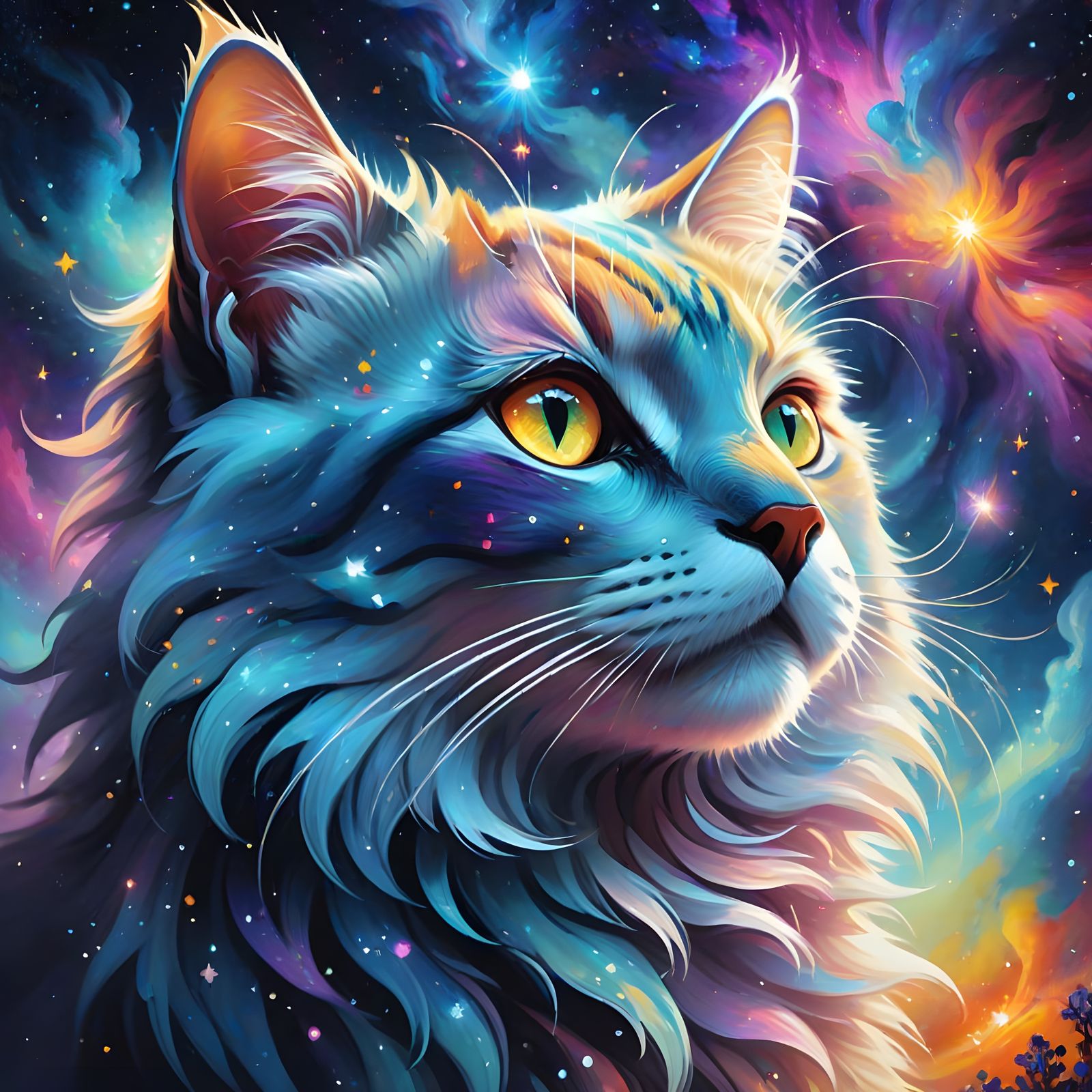 Cosmic Cat in Ethereal Dreamscape