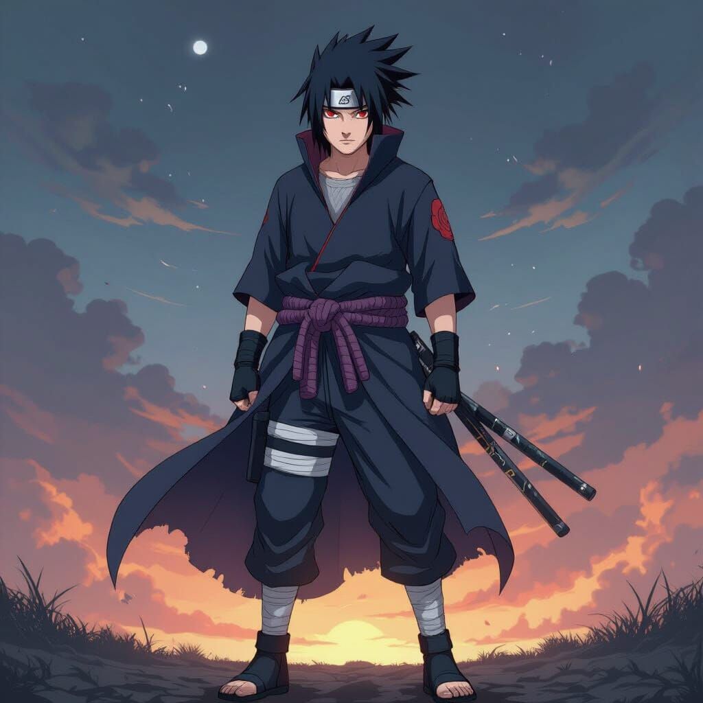 Heroic Sasuke in Anime Style