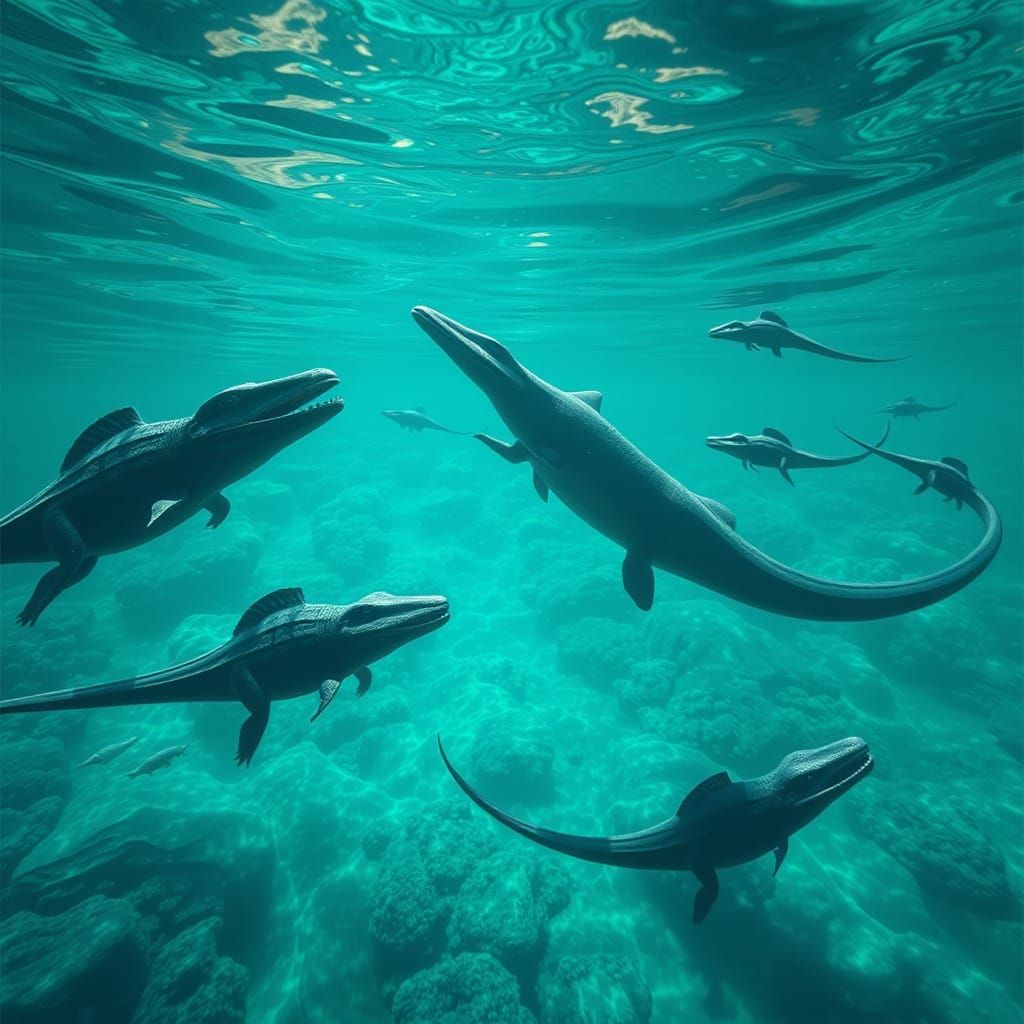 Jurassic Lagoon with Bioluminescent Algae