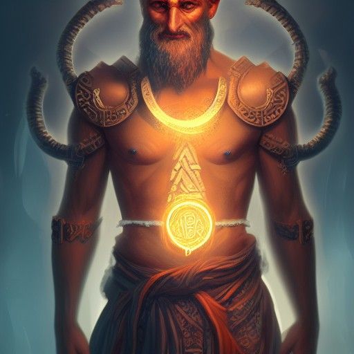 Fantasy Monk with Magic Runes: Detailed Matte Painting