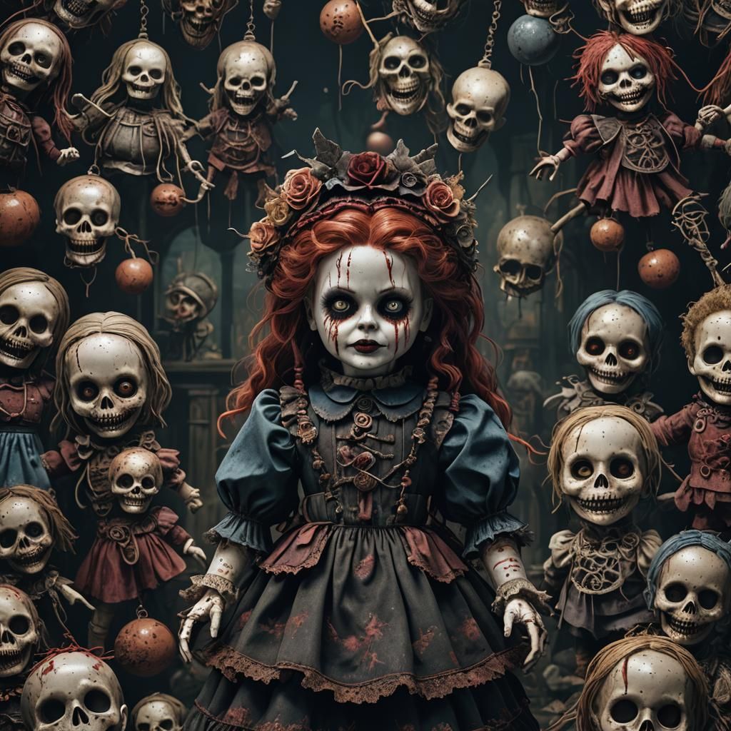 Eerie Horror Doll in Detailed Matte Painting