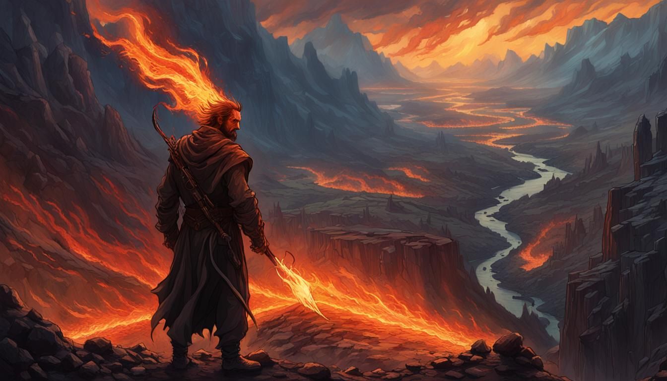 Demonic Man in Desolate Valley: Dark Fantasy Art