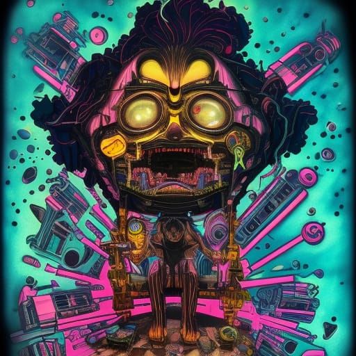 MODOK's Theme Park Adventure: Cosmic Neon Horror Art