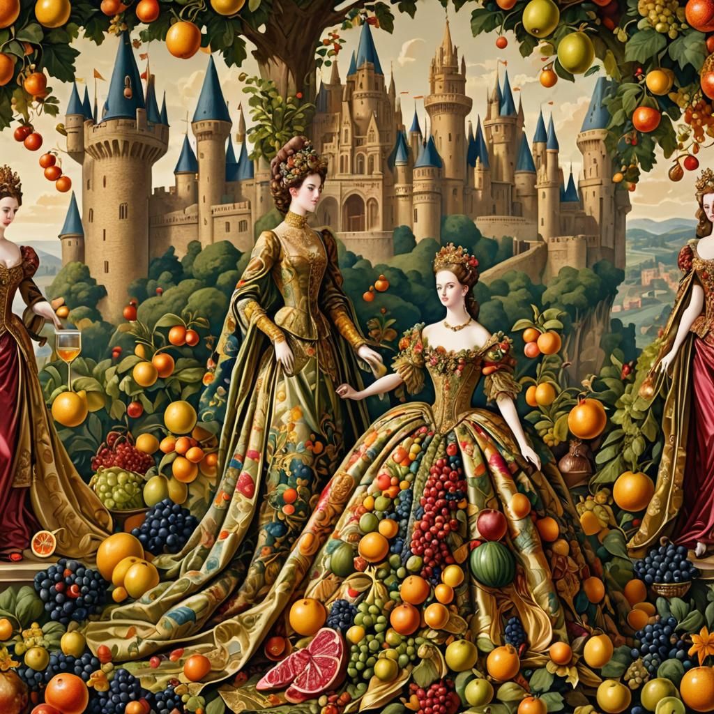 Vintage Fruit Fashion Gowns