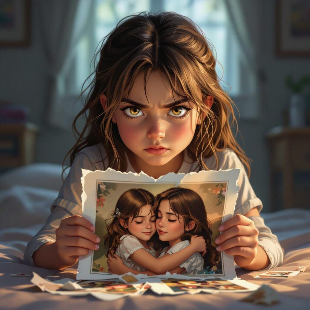 Girl Rips Photo in Dramatic Fantasy Portrait