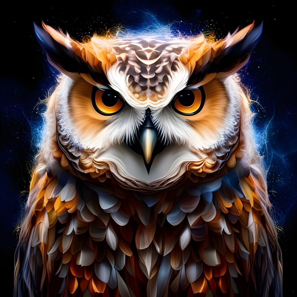 Hyperrealistic Cosmic Owl with Intricate Details